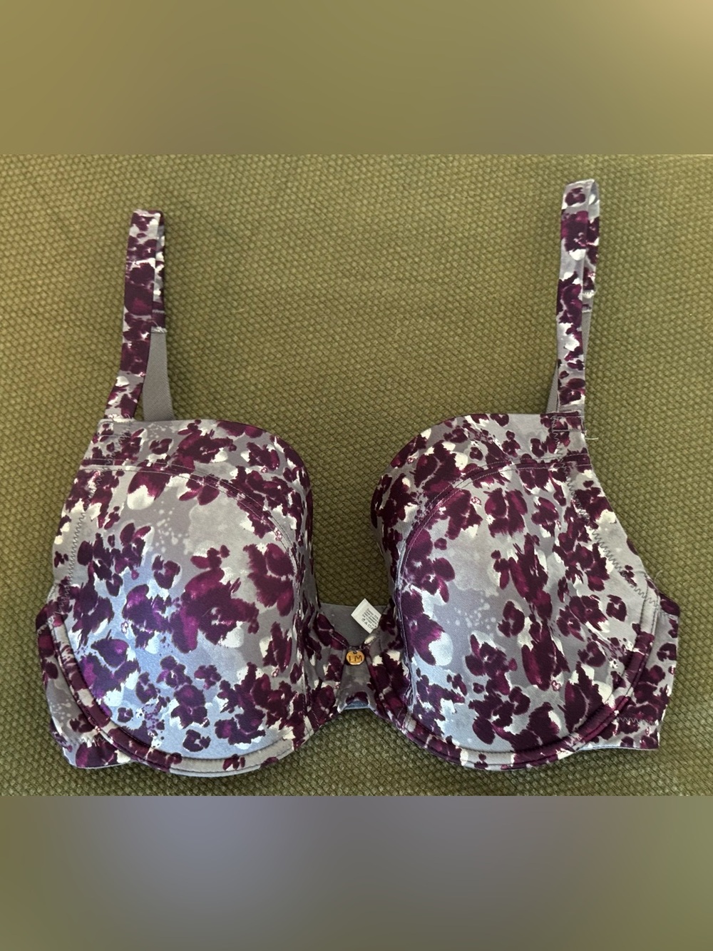 Le Mystere Plum and Gray Floral T-Shirt Bra 32F